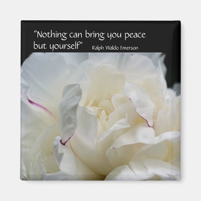 Íman Peony Inner Peace Inspirational Quote Magnet (Frente)