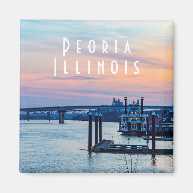 Íman Peoria Illinois em Sunset Magnet (Frente)