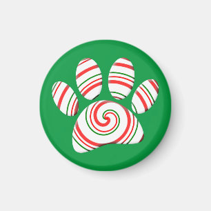 Íman Peppermint Swirl Dog Paw In Red Green White