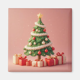 Íman Pequena Árvore de Natal Decorada Com Presentes