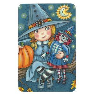 Íman PEQUENA BRINCADEIRA E DOLL HALLOWEEN MAGNET Retâng