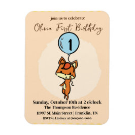 Íman Pequena Raposa com primeiro aniversario de balões