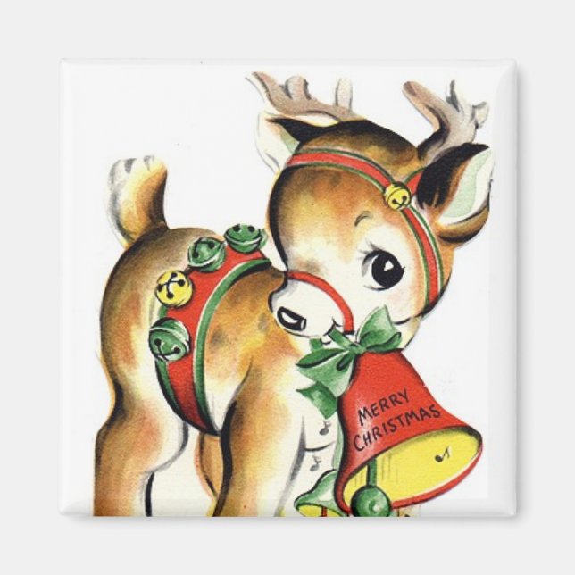 Íman Pequena Reindeer Vintage Magnet (Frente)