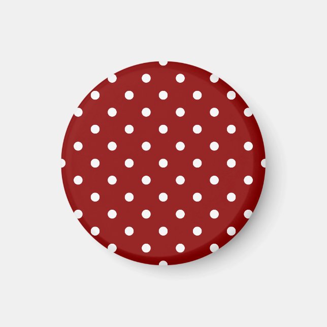 Íman Pequenas Bolinhas - Branco em vermelho escuro (Frente)