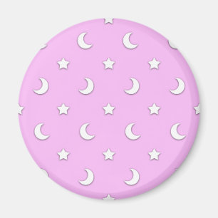 Íman Pequenas estrelas brancas e luas a rosa