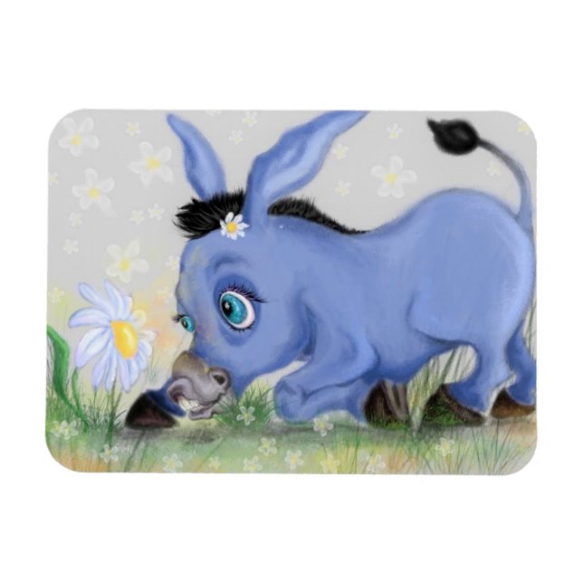Íman Pequeno burro e margarida - Adicione sua imagem /  (Horizontal)