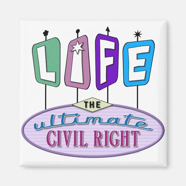 Íman pequeno com um design retrô. (Frente)