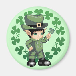 Íman Pequeno Leprechaun com Shamrocks