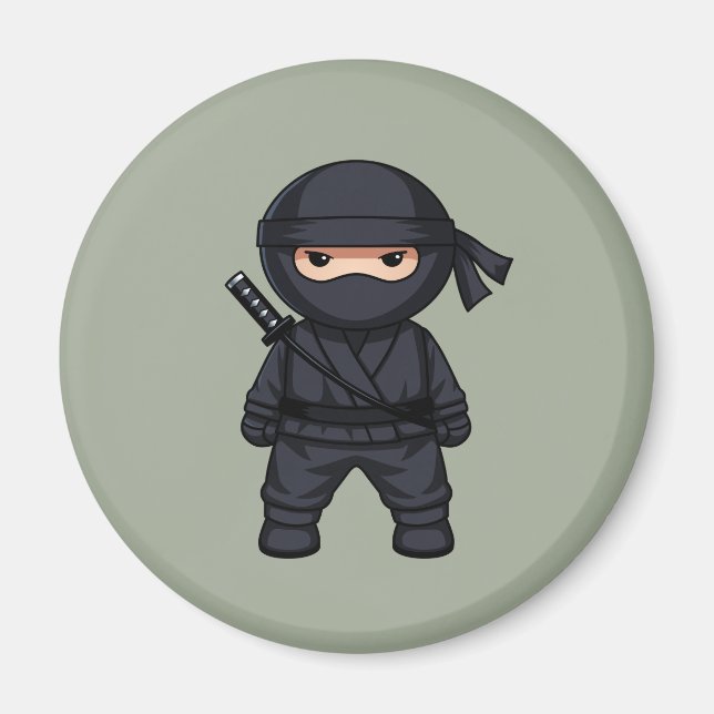 Íman Pequeno Ninja Guerreiro em Verde Sage (Frente)