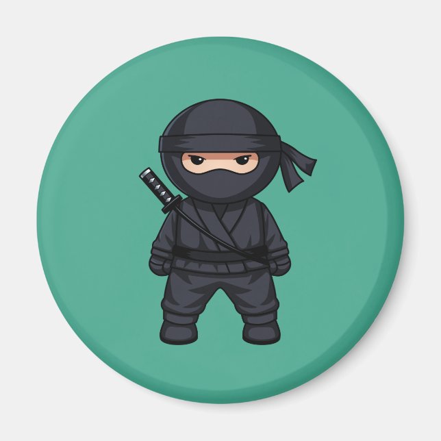 Íman Pequeno Ninja Guerreiro no Verde (Frente)