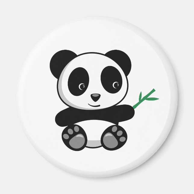 Íman Pequeno Panda Bonito com Bambu Stick (Frente)