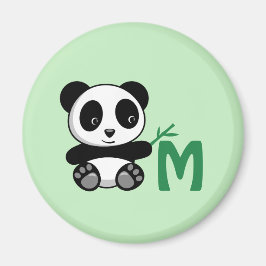 Íman Pequeno Panda Bonito com Monograma Bamboo Stick