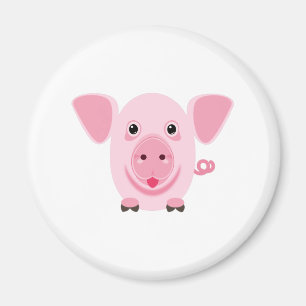 Íman Pequeno porco rosa feliz e fofo