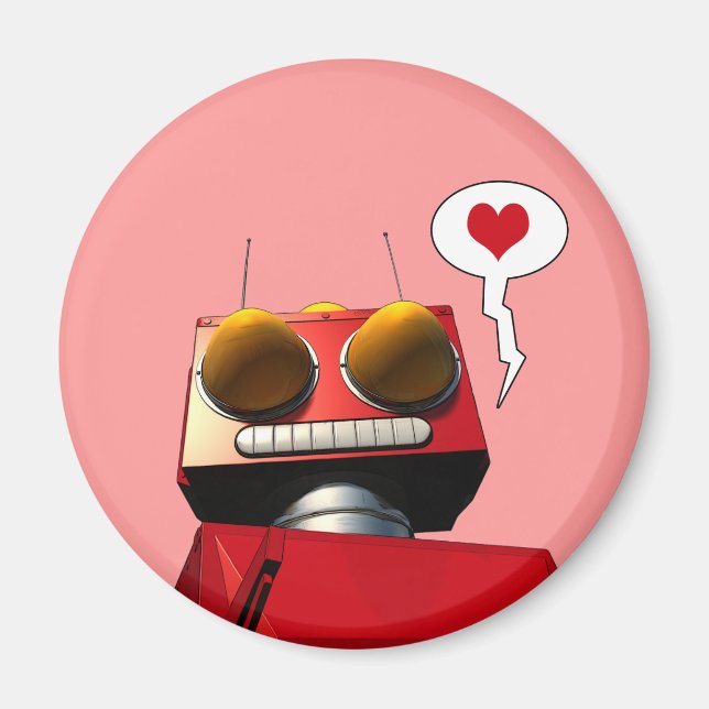 Íman Pequeno Red Robot Love Magnet (Frente)