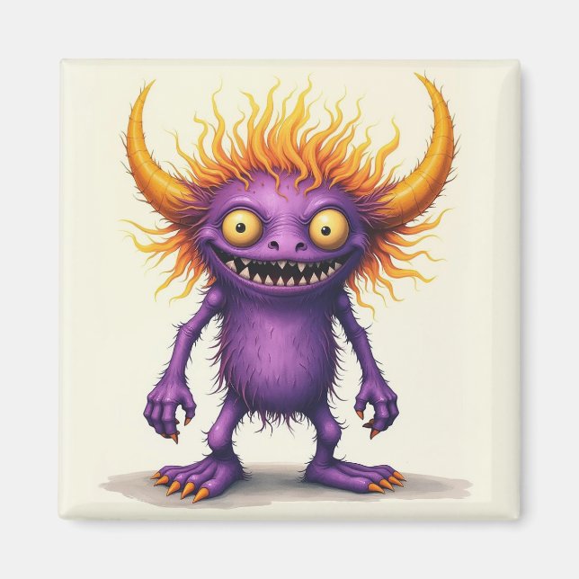 Íman Pequeno Roxo e Monstro Amarelo (Frente)