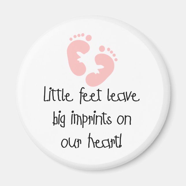 Íman Pequenos Pés Grandes Impressões Rosa (Frente)