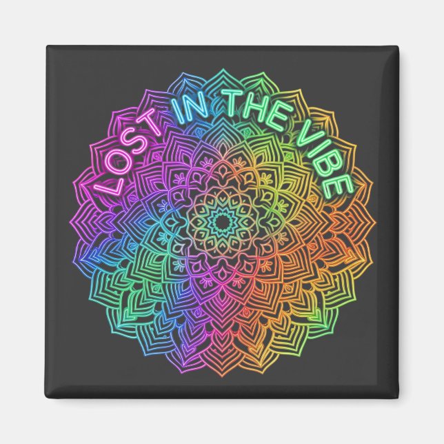 Íman Perdido no Arco-íris Neon Mandala Gráfico Vibe (Frente)