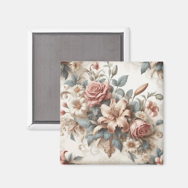 Íman Perfeição Floral Antiquada Clara (Front/Back)