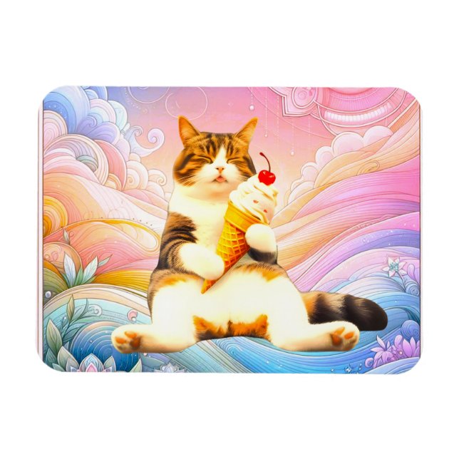 Íman Perfeitamente Adormecida – Gato Segurando Casquinh (Horizontal)