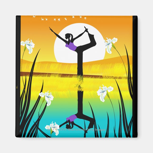 Íman Perfil lateral de uma mulher que pratica ioga (Frente)