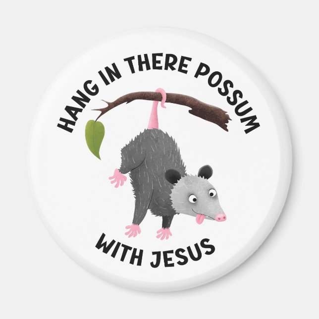 Íman Permaneça firme com Jesus possum fofo cristão (Frente)