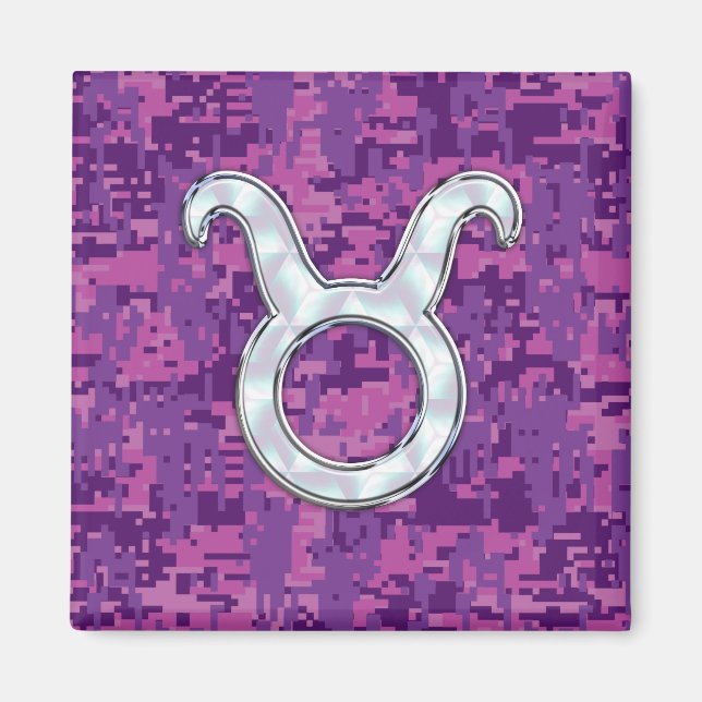 Íman Pérola como Taurus Zodiac Símbolo na Camo Digital (Frente)