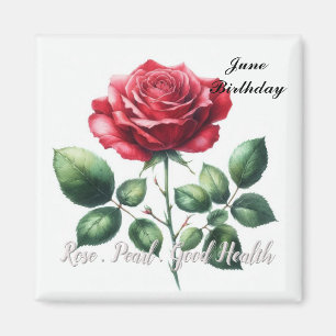 Íman Pérola e Rosa Vermelha do Mês de Junho