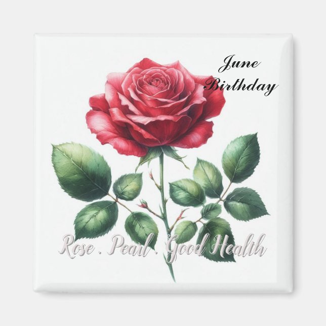Íman Pérola e Rosa Vermelha do Mês de Junho  (Frente)