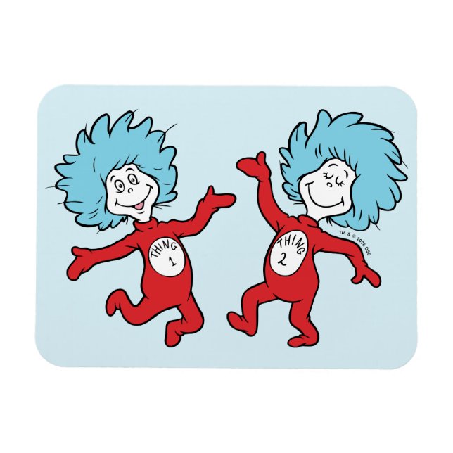 Íman Personagem Coisa 1 e Coisa 2 do Dr. Seuss (Horizontal)