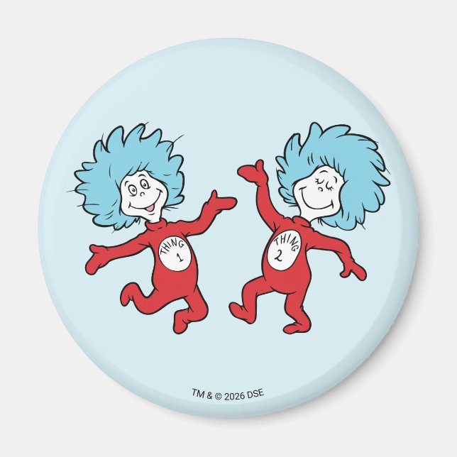 Íman Personagem Coisa 1 e Coisa 2 do Dr. Seuss (Frente)