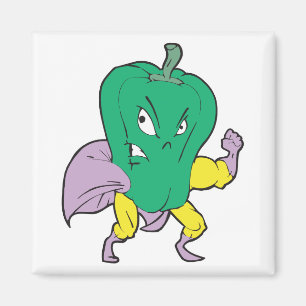 Íman personagem de desenho animado de pimenta verde sup