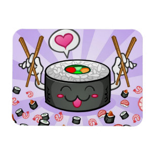 Íman Personagem de desenho animado do sushi que come