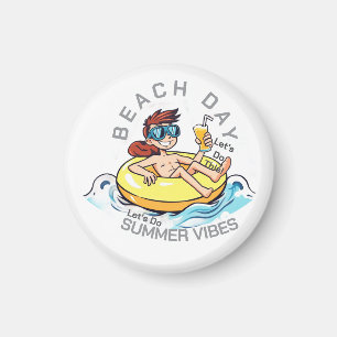 Íman Personagem de desenho animado no Dia da Praia no A