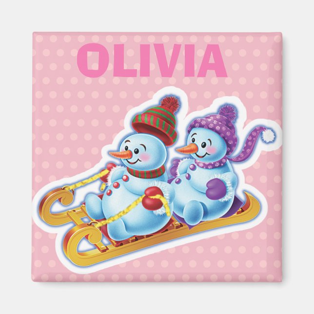 Íman Personagens de Snowman de Natal com Toque de Chave (Frente)