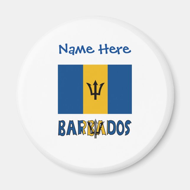 Íman Personalização Azul da Bandeira de Barbados  (Frente)