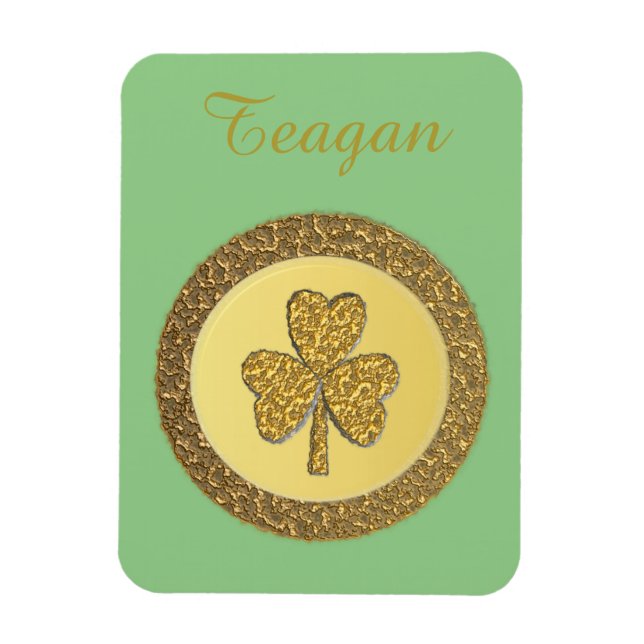 Íman Personalização de Moedas Douradas de Shamrock irla (Vertical)