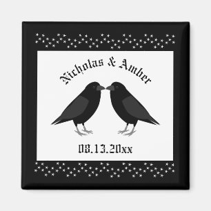 Íman Personalização do Casamento Gótico Beijando Ravens