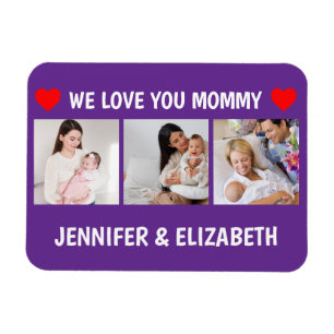 Íman Personalizado 3 Foto Nós Amamos Você Mamãe Azul Ma
