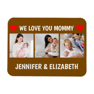 Íman Personalizado 3 Foto Nós Amamos Você Mamãe Azul Ma