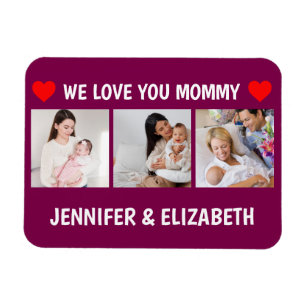 Íman Personalizado 3 Foto Nós Amamos Você Mamãe Azul Ma
