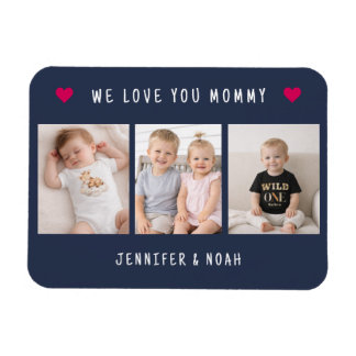 Íman Personalizado 3 Fotos Nós Amamos Você Mamãe Azul M