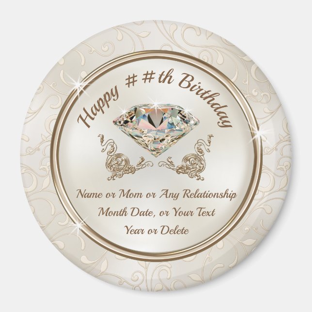 Íman Personalizado barato, Aniversário favorece as mulh (Frente)