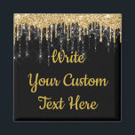 Íman Personalizado de Dissipação de Brilho Preto e Dour<br><div class="desc">Magnet Glitter Personalizado Preto e Dourado, Presentes Personalizados do Magnet Sparkle, Batismo Personalizado, Aniversário, Chá de fraldas, gota de recepção de cerimônias de festa de noivado, presentes personalizados para favoritos de festa de aniversário, ímãs personalizados pretos e dourados, favores do chá de panela, brilho brilhante bonito, brilho dourado, presentes de...</div>