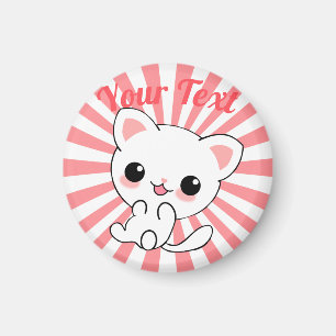 Íman Personalizado de Kawaii White Kitten