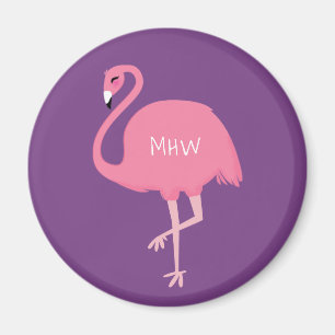 Íman personalizado de monograma de Flamingos