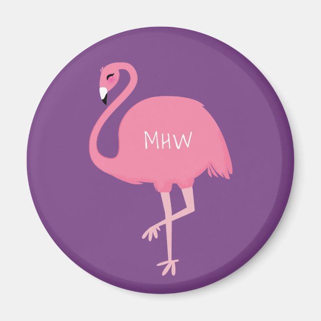 Íman personalizado de monograma de Flamingos (Frente)