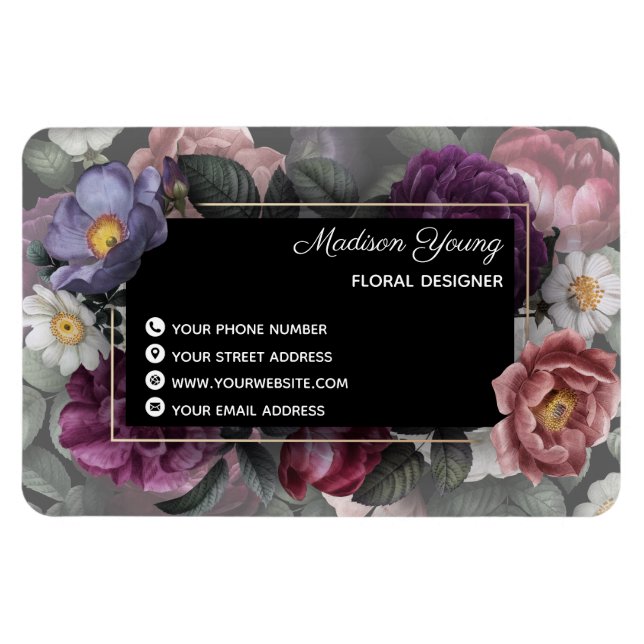 Íman Personalizado do Designer Floral Elegante (Horizontal)
