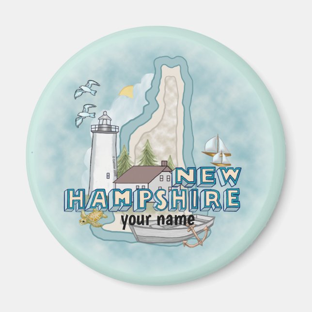 Íman personalizado do New Hampshire Lighthouse (Frente)