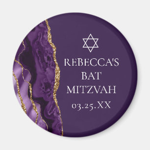 Íman Personalizado do Partido Agate Mitzvah Dourado Púr