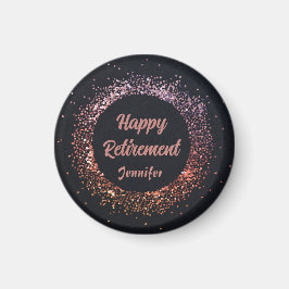 Íman Personalizado Elegante Preto Dourado Rosa Feliz Ap